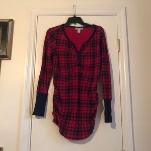 Motherhood Maternity- Red Plaid - Large